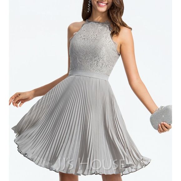 JJs House Dresses & Skirts - JJs House A Line Scoop Neck Chiffon Cocktail Dress New With Tags